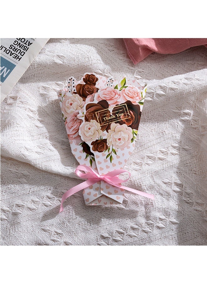 4 قطع بطاقات تهنئة بطاقة تهنئة ثلاثية الأبعاد على شكل باقة زهور للهدايا الخلفية، أعياد الميلاد، هدايا عيد الأم، حفلات الزفاف، الأعياد، بطاقات هدايا متينة وصلبة من الورق المقوى - Image 5